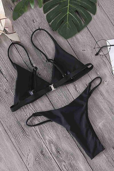 Angelsin Üçgen Bikini Üstü Siyah - MS41408-Siyah