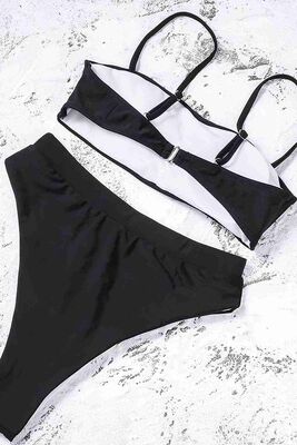 Angelsin V Kesim Yüksek Bel Bikini Altı Siyah - MS41129-Siyah - Thumbnail