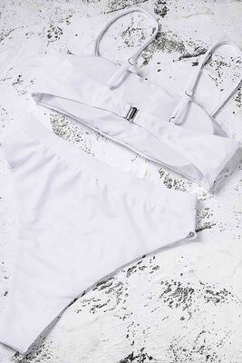 Angelsin V Kesim Yüksek Bel Bikini Takım Beyaz - MS4112 - Thumbnail