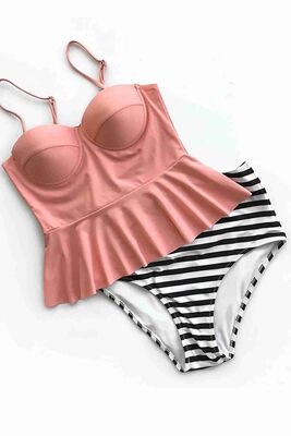 Angelsin Yüksek Bel Bikini Alt Çok Renkli-MS42539 - Thumbnail