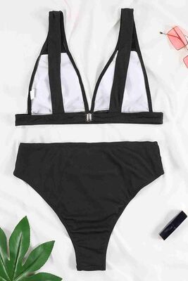 Angelsin Yüksel Bel Bikini Takım Siyah-MS4195 - Thumbnail