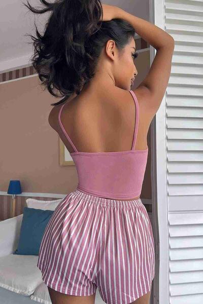 Askılı Sleep Basklı Sortlu Pijama Takımı Çok Renkli 