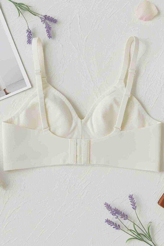 Balensiz Çıkarılabilir Pedli Lazer Kesim İzbırakmaz Sütyen Krem - 7