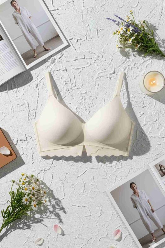 Balensiz Çıkarılabilir Pedli Lazer Kesim İzbırakmaz Sütyen Krem - 2