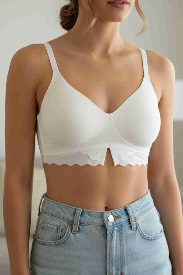 Balensiz Çıkarılabilir Pedli Lazer Kesim İzbırakmaz Sütyen Krem - 4