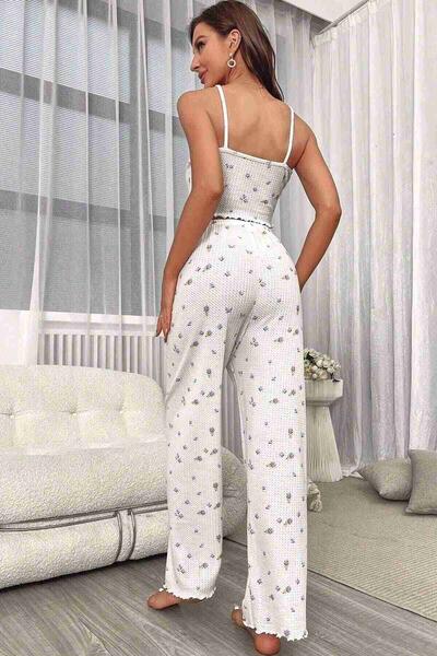Baskılı Askılı Pijama Takımı Çiçekli