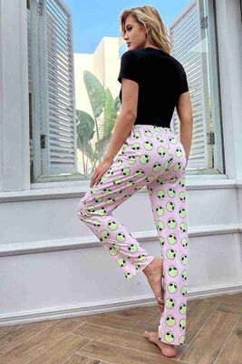 Baskılı Kısa Kollu Pijama Takımı Çok Renkli - Thumbnail