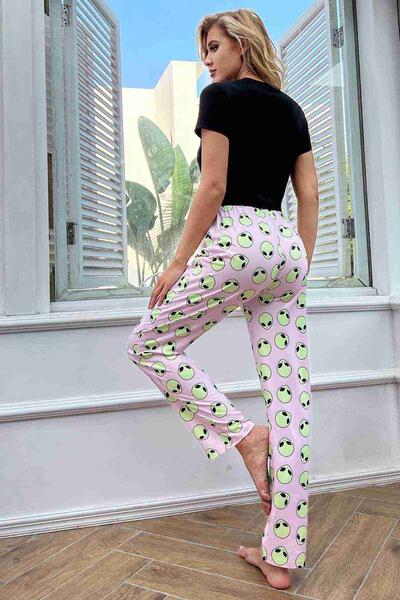 Baskılı Kısa Kollu Pijama Takımı Çok Renkli
