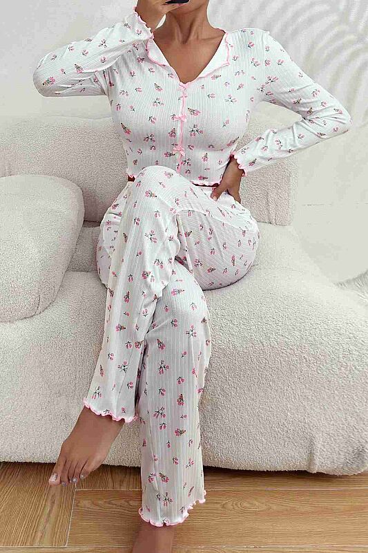 Baskılı Özel Kumaş Pijama Takımı - 5