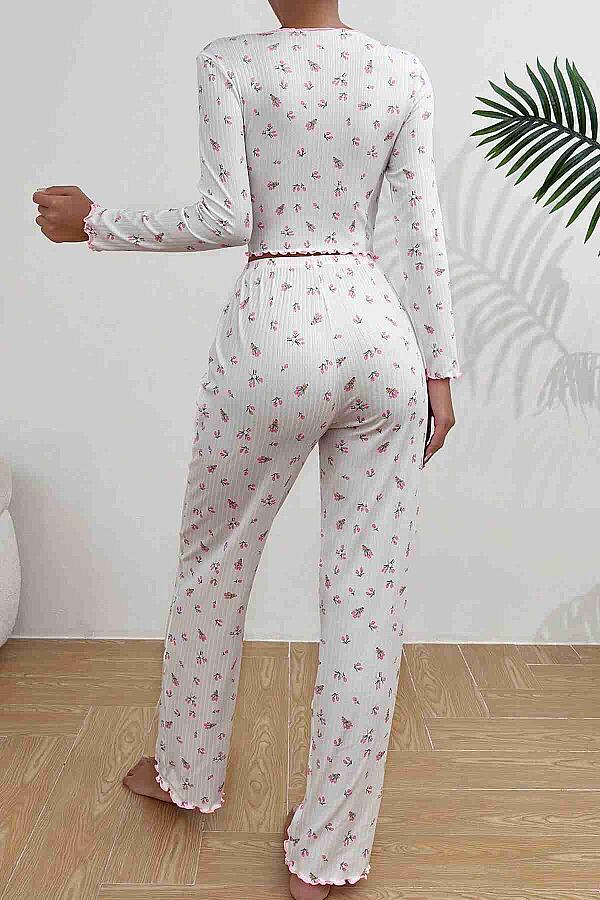 Baskılı Özel Kumaş Pijama Takımı - 6