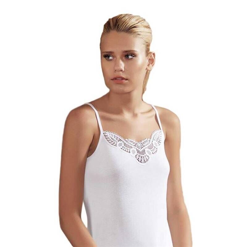 Bayan İp Askılı Güpürlü Atlet Beyaz - Şahinler