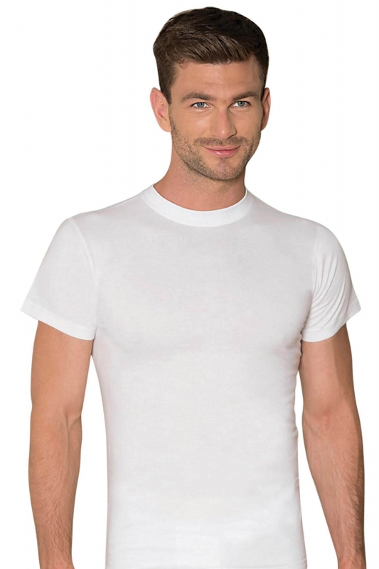 White Crew Neck Short Sleeve Male Athlete 0302