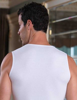 White Crew Neck Sleeveless Athlete ME076 - Thumbnail