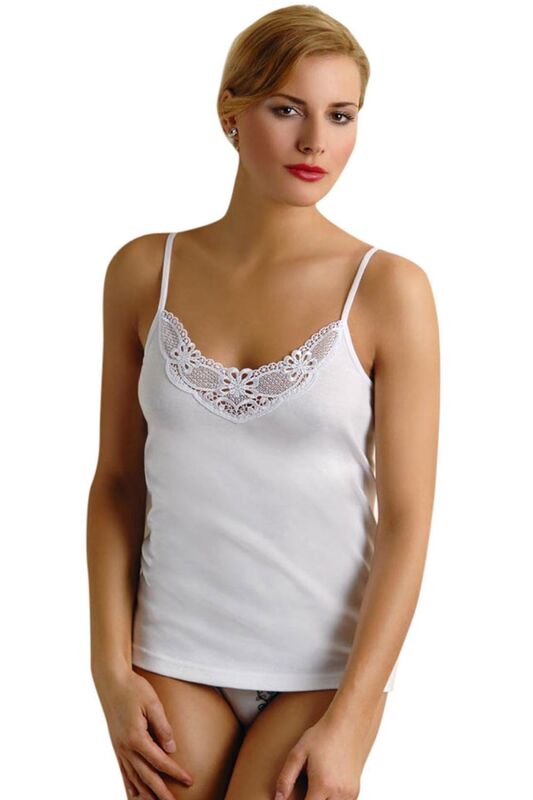 White Thin Strap Cotton Undershirt 2103-1 - Anıt
