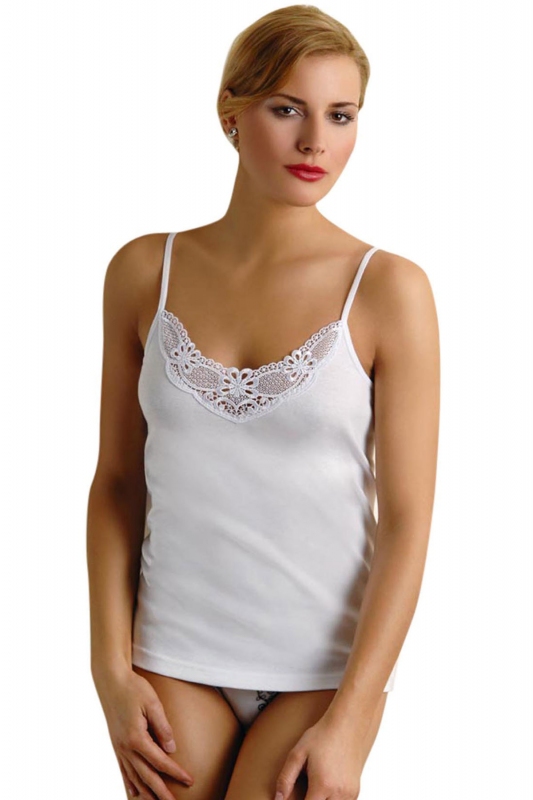 White Thin Strap Cotton Undershirt 2103-1