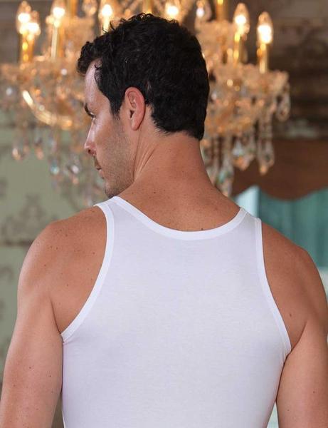 White Thick Strapped U-Neck Classic Male Athlete ME066