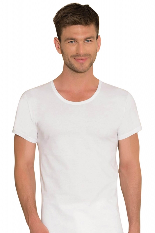 White Short Sleeve Round Neck Men's T-Shirt 0301