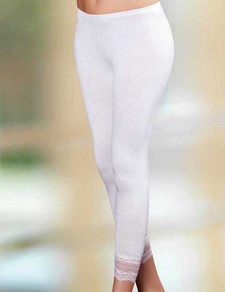 White Leg Lace Detailed Full Length Leggings MB888