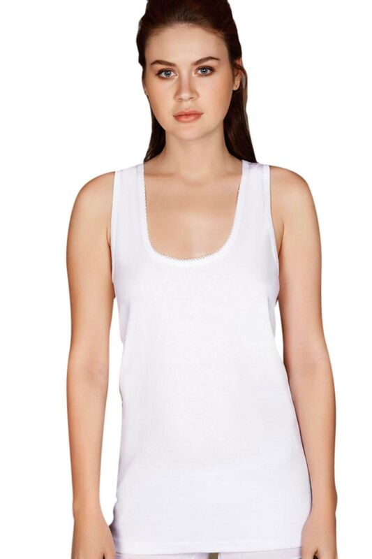 White Ribana Thick Strapped U-Neck Athlete 8549 - Anıl