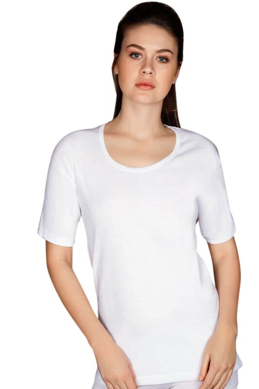 White Ribana Short Sleeve Round Neck Athlete 8550 - Anıl