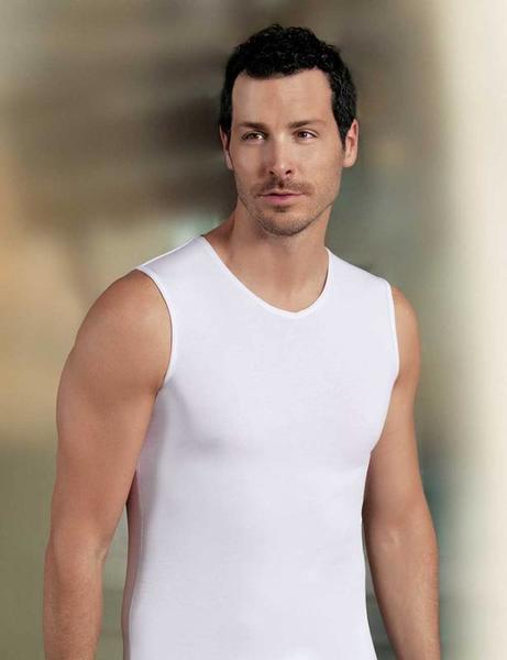 White V Neck Sleeveless Male Athlete ME078