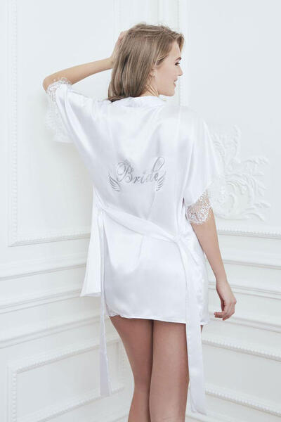 Bride Printed Dressing Gown Satin Shorts Set 4777