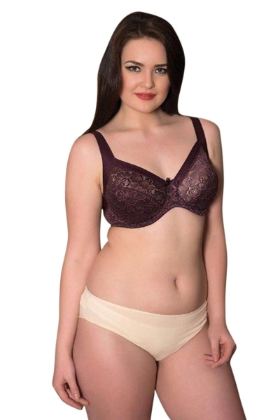 Lace Detail Minimizer Bra 3697 - Thumbnail