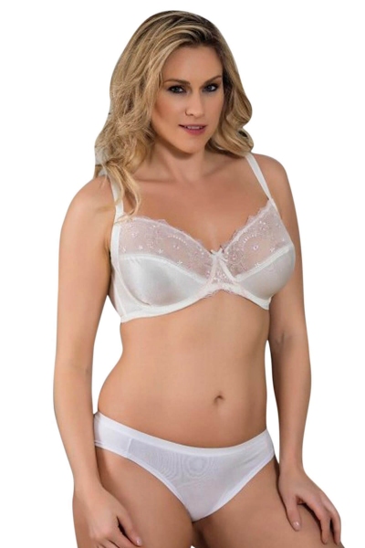 Lace Detailed Half Covered Underwire Minimizer Bra 3633 - Thumbnail