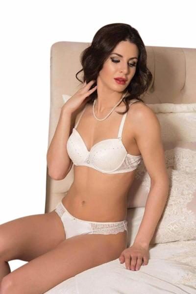 Lace and Stone Detailed Bra Panty Set 4708