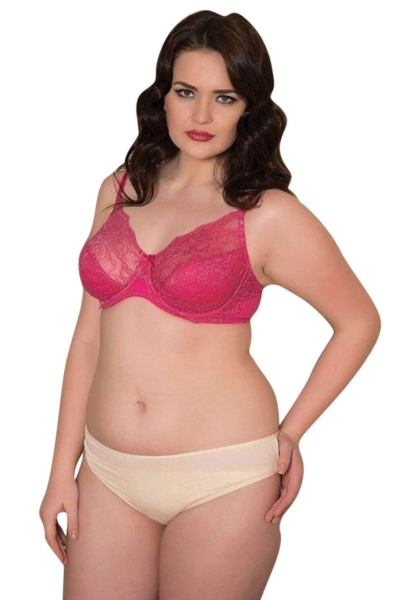 Lace Underwire Half Covered Minimizer Bra 3698 - Thumbnail