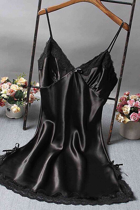 Dantelli Kısa Saten Gecelik - Merry See