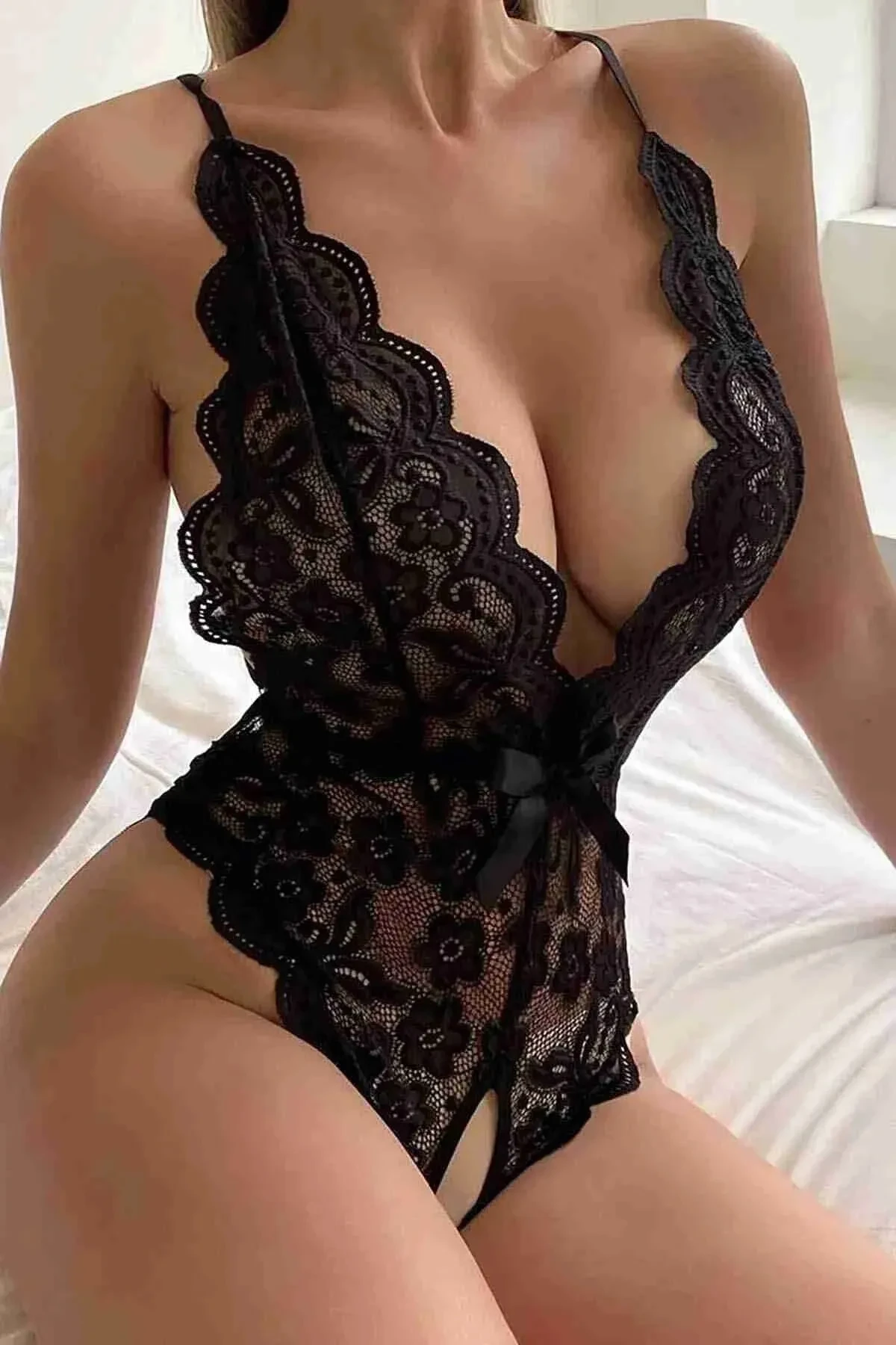 Dantelli Özel Bölgesi Açık Fantezi Babydoll
