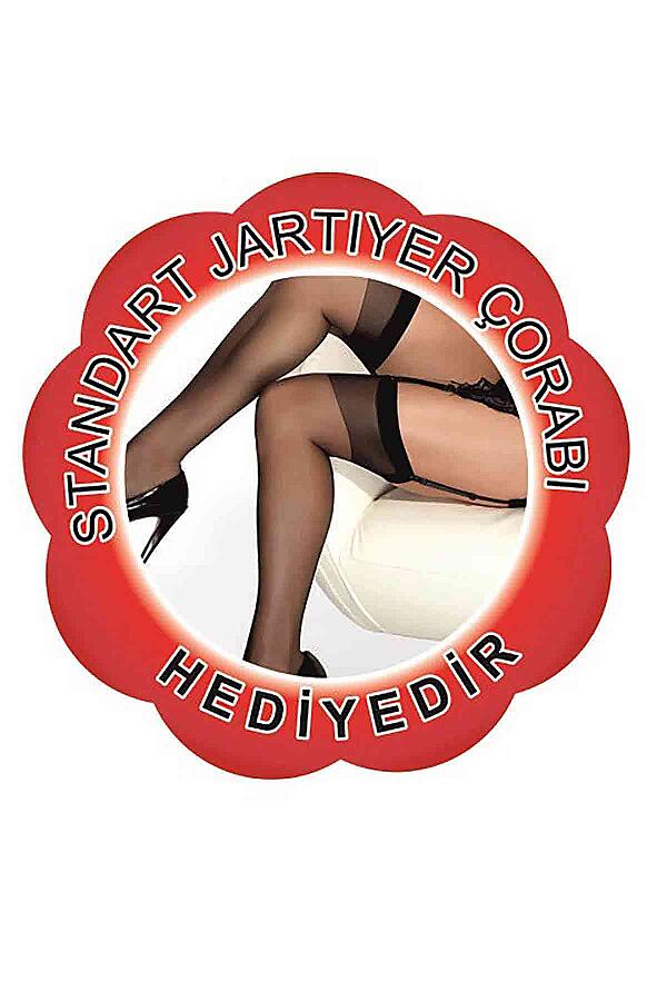 Deri Jartiyerli Gecelik Takım+ ÇORAP HEDİYELİ - 3