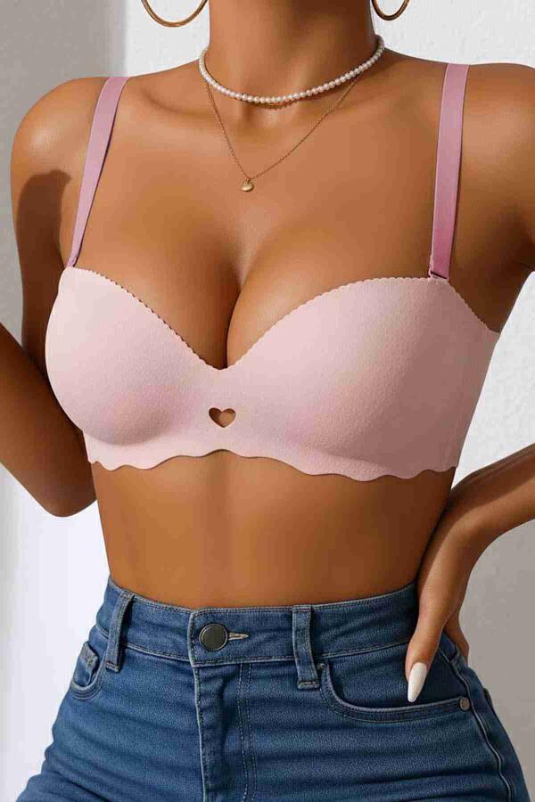 Dikişsiz Balensiz Hafif Destekli Kalp Detay Lazer Kesim İzbırakmaz Görünmez Sütyen - 1