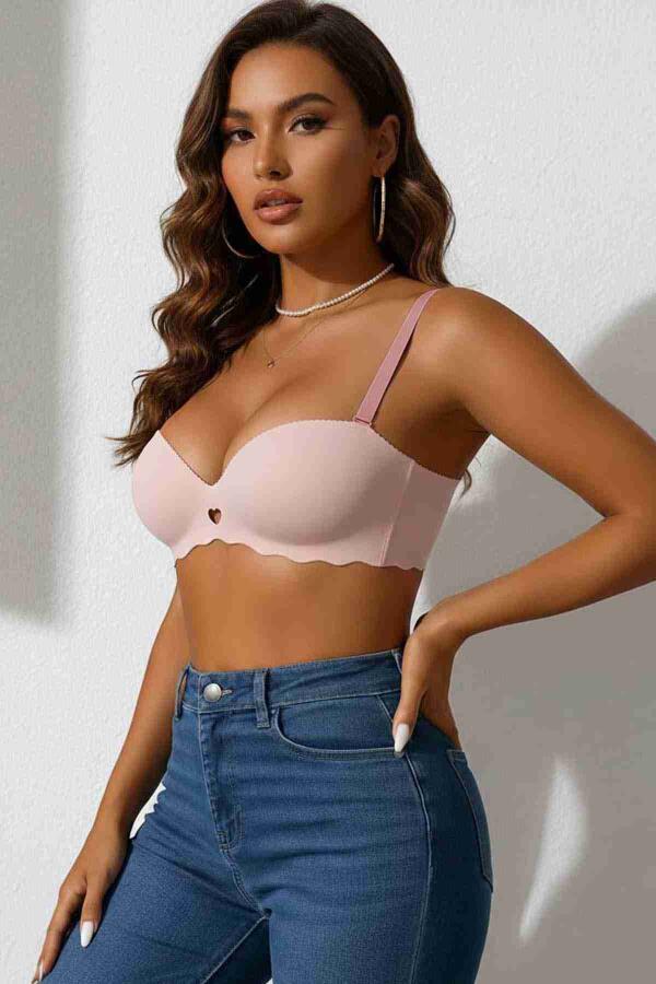 Dikişsiz Balensiz Hafif Destekli Kalp Detay Lazer Kesim İzbırakmaz Görünmez Sütyen - 2
