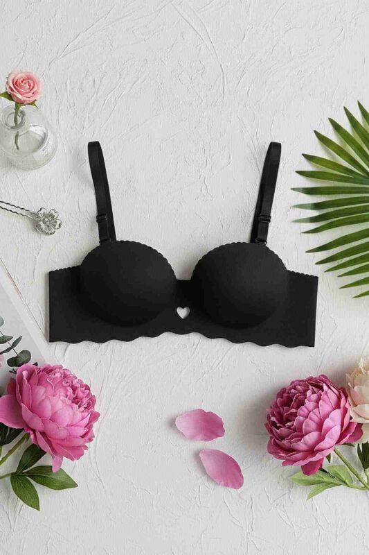 Dikişsiz Balensiz Hafif Destekli Kalp Detay Lazer Kesim İzbırakmaz Görünmez Sütyen - 3