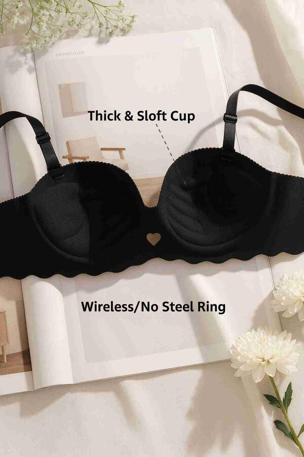 Dikişsiz Balensiz Hafif Destekli Kalp Detay Lazer Kesim İzbırakmaz Görünmez Sütyen - 4