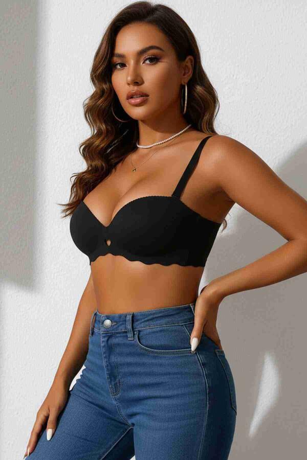 Dikişsiz Balensiz Hafif Destekli Kalp Detay Lazer Kesim İzbırakmaz Görünmez Sütyen - 8