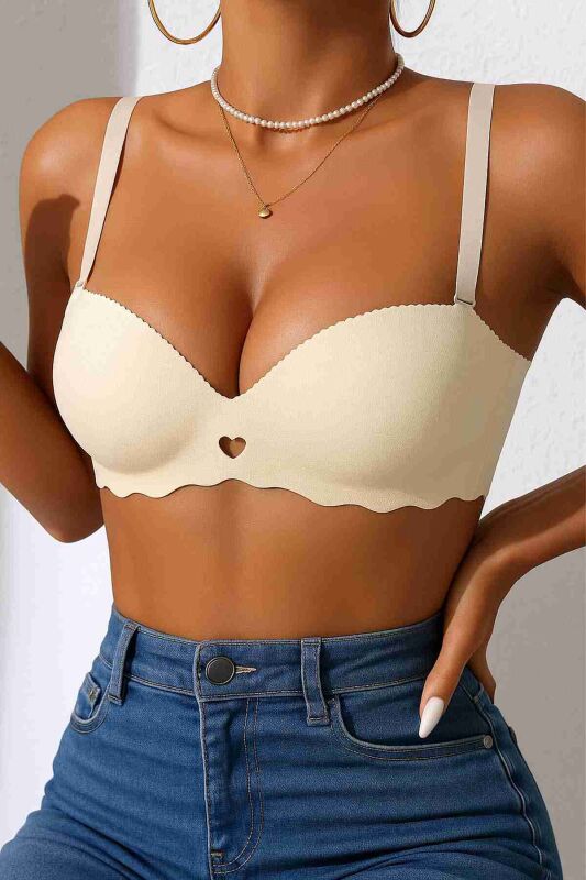 Dikişsiz Balensiz Hafif Destekli Kalp Detay Lazer Kesim İzbırakmaz Görünmez Sütyen - 11