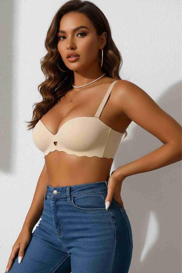 Dikişsiz Balensiz Hafif Destekli Kalp Detay Lazer Kesim İzbırakmaz Görünmez Sütyen - 12