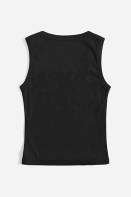 Düz Renk Kadın Kolsuz Bluz Crop Top - Thumbnail