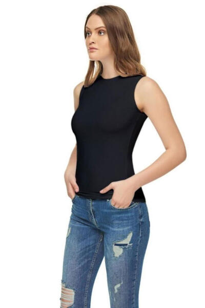 Kadın Elastan Sıfır Kol T-Shirt ELT2201
