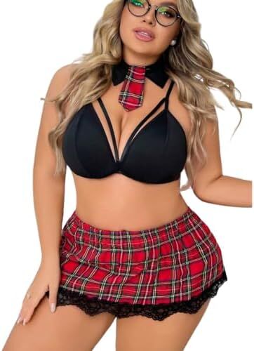 Fantezi Büyük Beden Seksi Okul Kostümü - 2