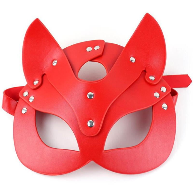 Fantezi Deri Kırmızı Kedi Maskesi - 2
