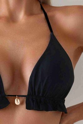 Gögüs Aksesuar Detaylı Bikini Üstü (Çıkartılabilir Kaplı) Siyah - - Thumbnail