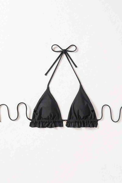 Gögüs Aksesuar Detaylı Bikini Üstü (Çıkartılabilir Kaplı) Siyah -