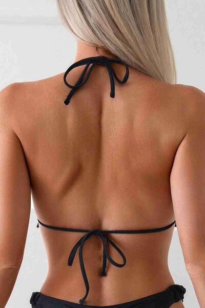 Gögüs Aksesuar Detaylı Bikini Üstü (Çıkartılabilir Kaplı) Siyah -