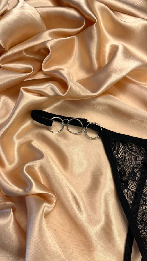 Halka Detaylı Dantel String Külot - 3