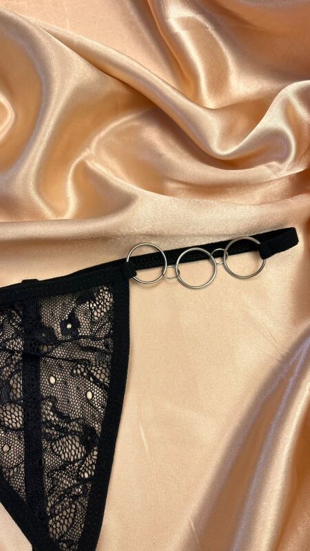 Halka Detaylı Dantel String Külot - 4