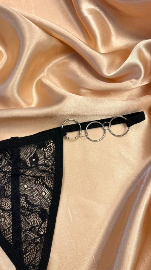 Halka Detaylı Dantel String Külot - 4